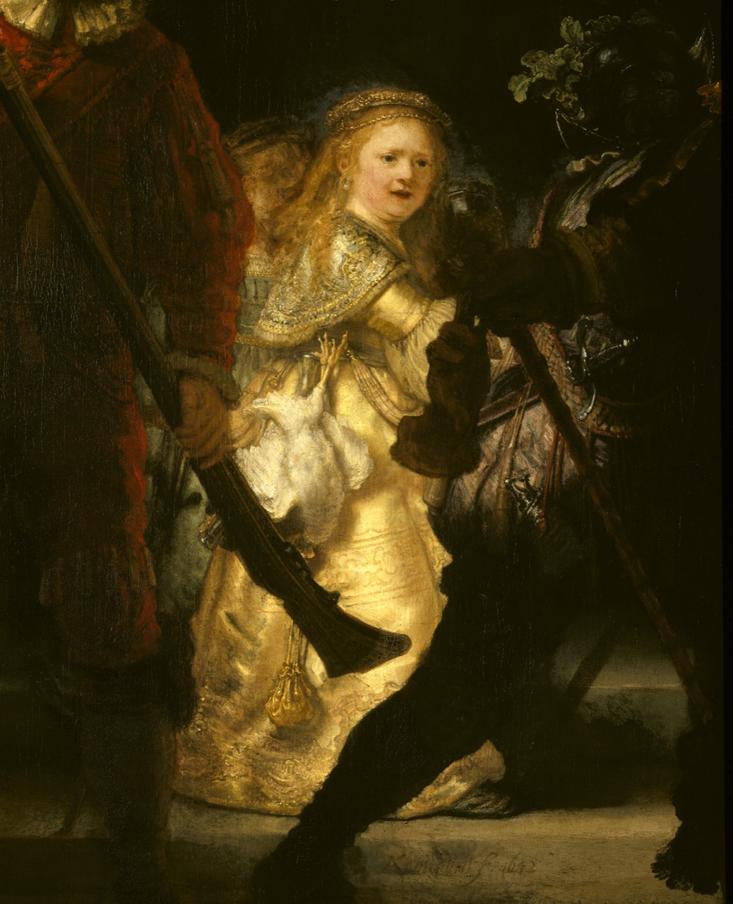 図版: サスキアの面影が重ねられているとされる少女の詳細 - 出典: アムステルダム国立美術館 (Public Domain)