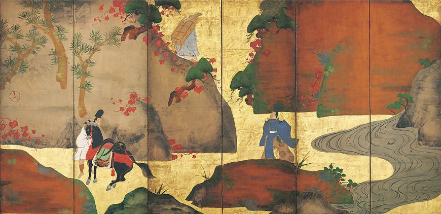 深江芦舟「蔦の細道図屏風」（クリーブランド美術館蔵）